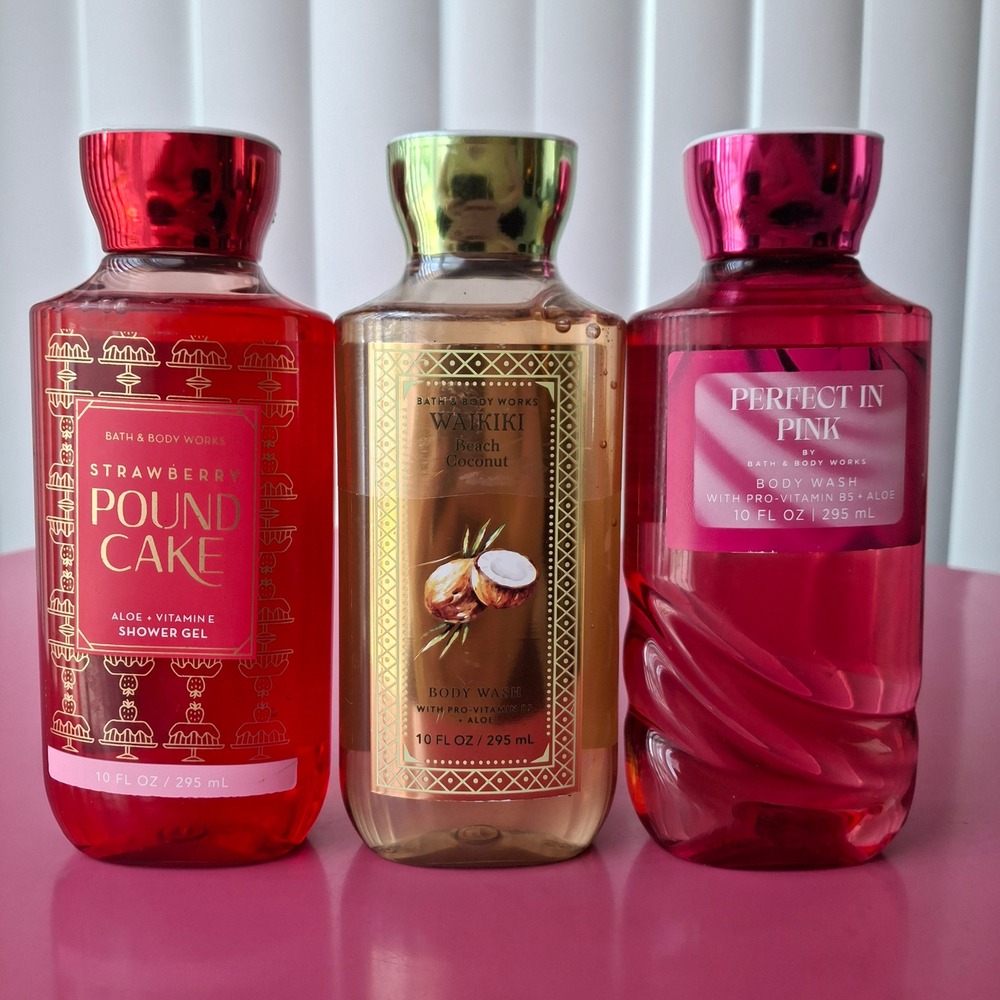 Bath & Body Works STRAWBERRY CAKE WAIKIKI COCONUT PERFECT PINK Shower Gel Wash
